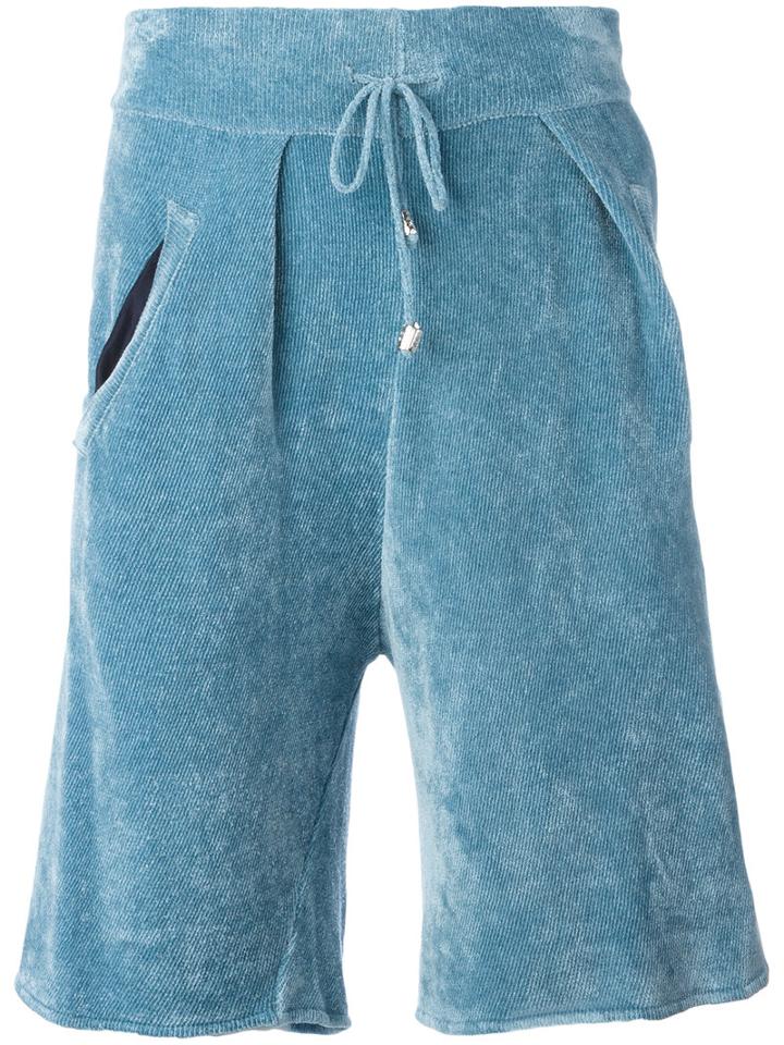 Laneus Ribbed Bermuda Shorts, Men's, Size: 48, Blue, Nylon/viscose