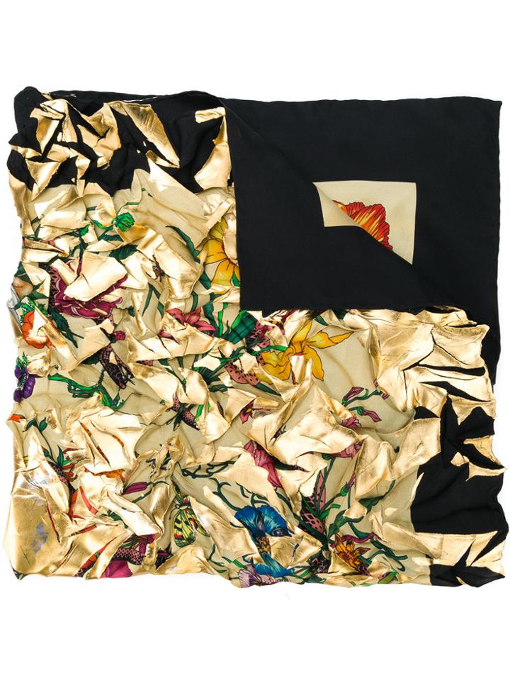 Gucci Flora Snake Ruffled Detail Scarf - Nude & Neutrals