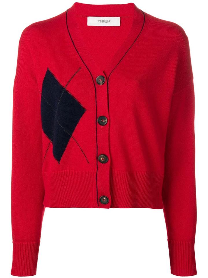 Pringle Of Scotland Argyle Patch Cardigan - Red