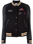 Coach Baseball Jacket, Women's, Size: 4, Black, Viscose/wool/nylon/leather