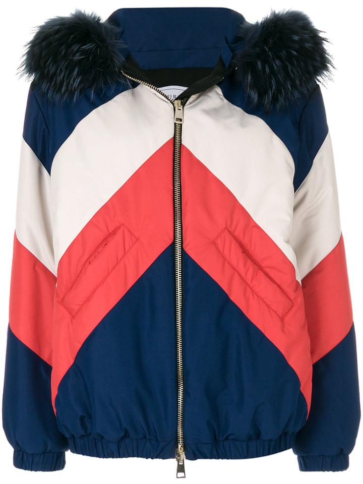 Forte Couture Chevron Hooded Jacket - Multicolour