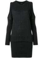 All Saints Cut Out Shoulders Loose Top Sweater Dress - Grey