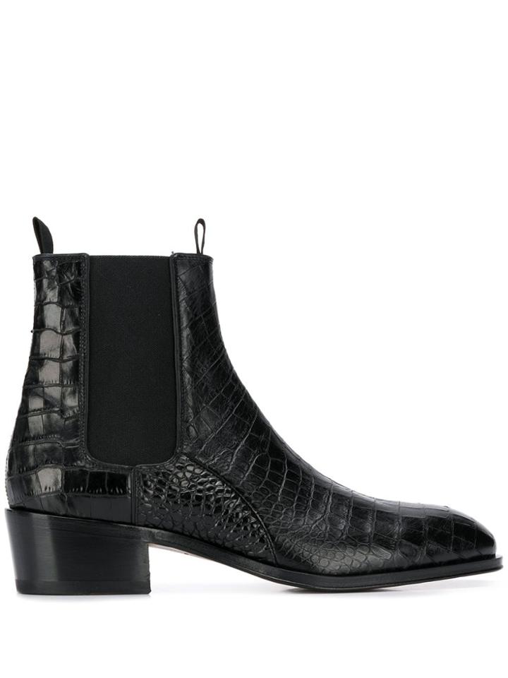 Giuseppe Zanotti Crocodile-effect Ankle Boots - Black