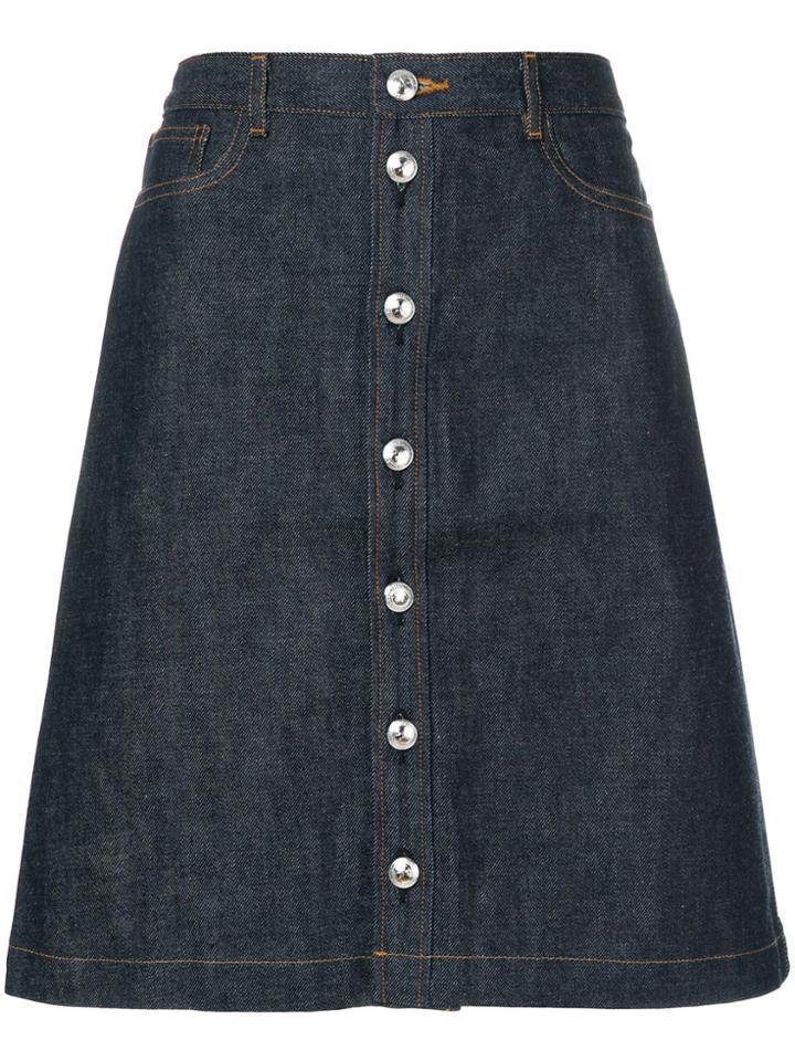 A.p.c. Buttoned Denim Skirt - Blue