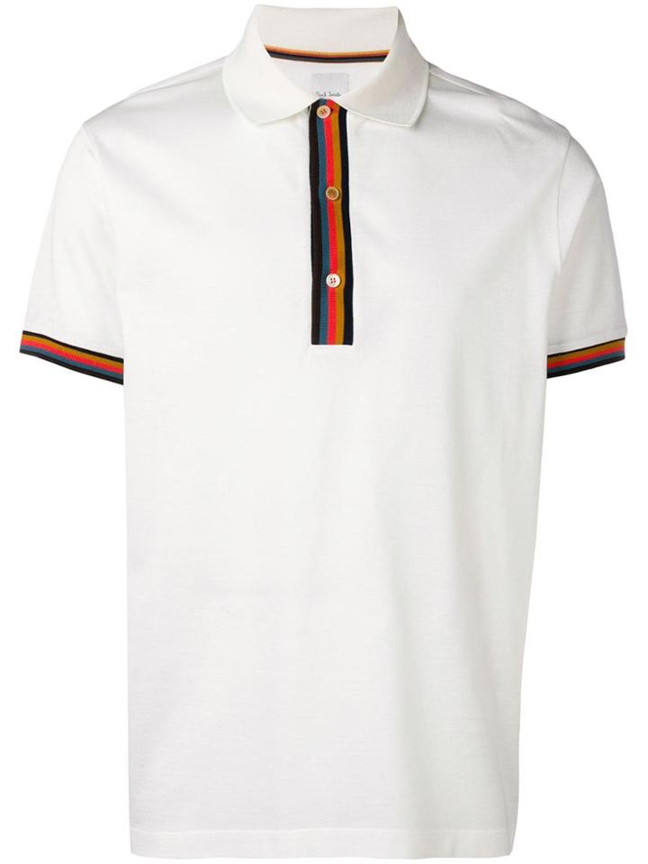 Paul Smith Artist Stripe Detailed Polo Shirt - White
