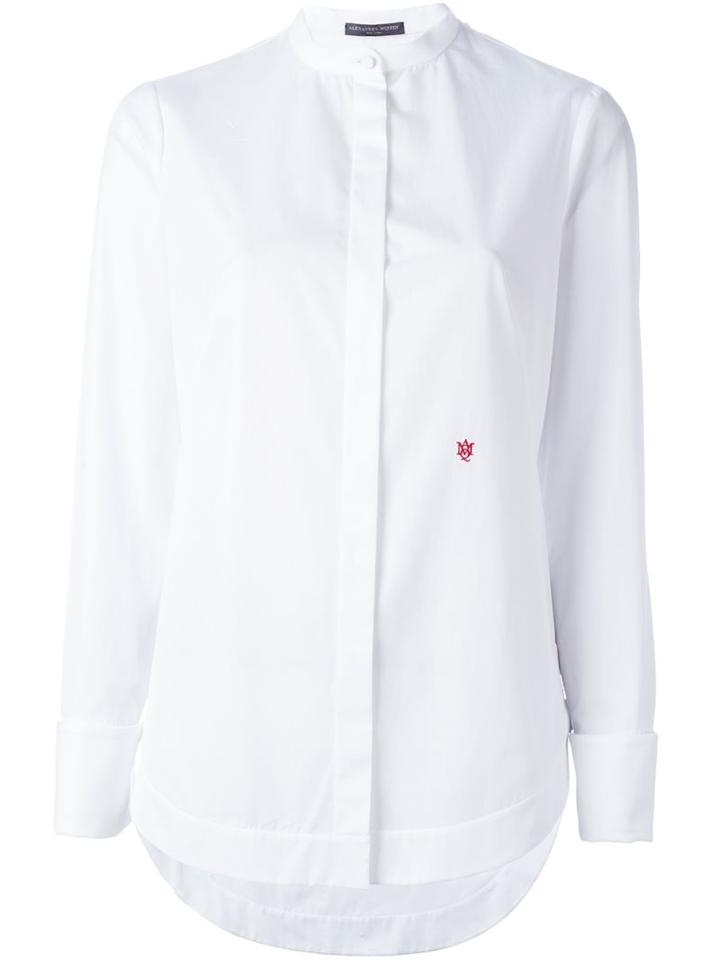 Alexander Mcqueen Band Collar Shirt, Women's, Size: 38, White, Cotton/polyester