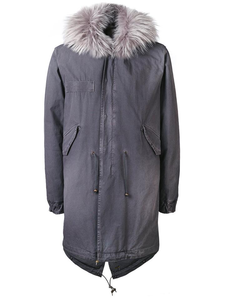 Fox Fur Trim Hooded Jacket - Men - Cotton/lamb Skin/rabbit Fur/polyamide - S, Grey, Cotton/lamb Skin/rabbit Fur/polyamide, Mr & Mrs Italy