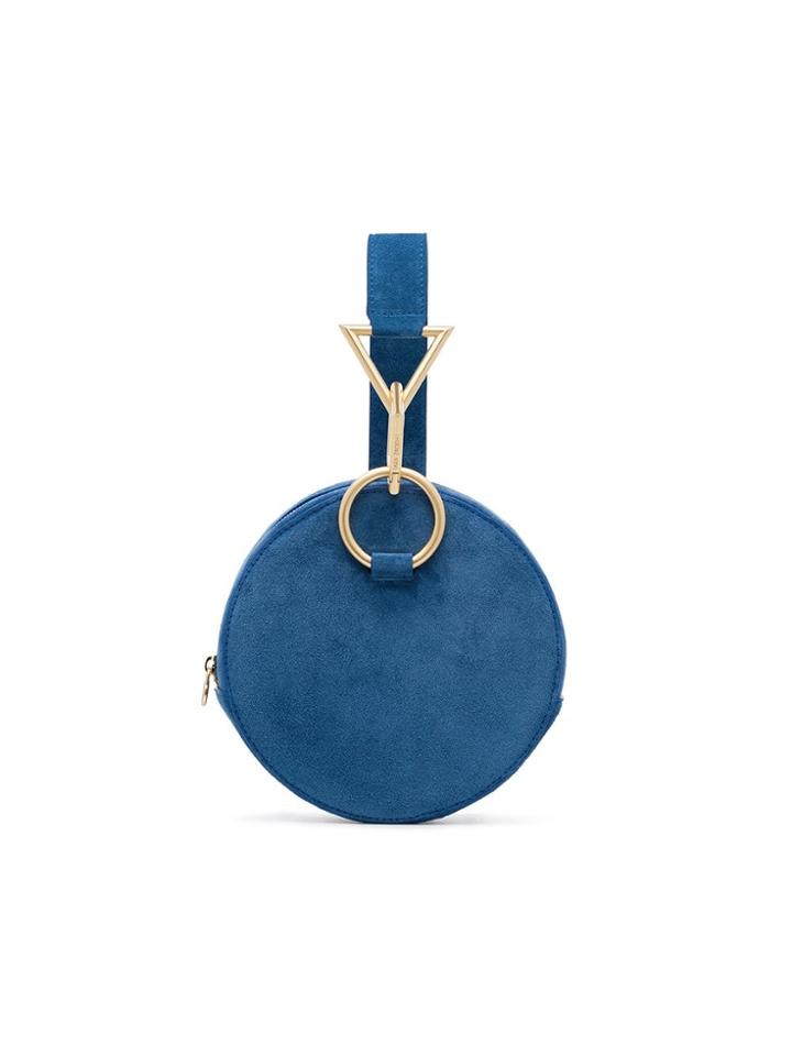 Tara Zadeh Blue Azar Suede Bracelet Bag