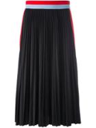 Msgm Side Stripe Pleated Skirt, Women's, Size: 40, Black, Polyamide/polyester