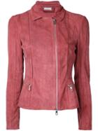 Desa Collection - Zipped Jacket - Women - Suede - 36, Pink/purple, Suede