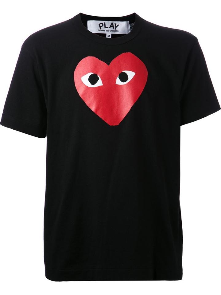 Comme Des Garçons Play Printed Heart T-shirt, Men's, Size: Xl, Black, Cotton