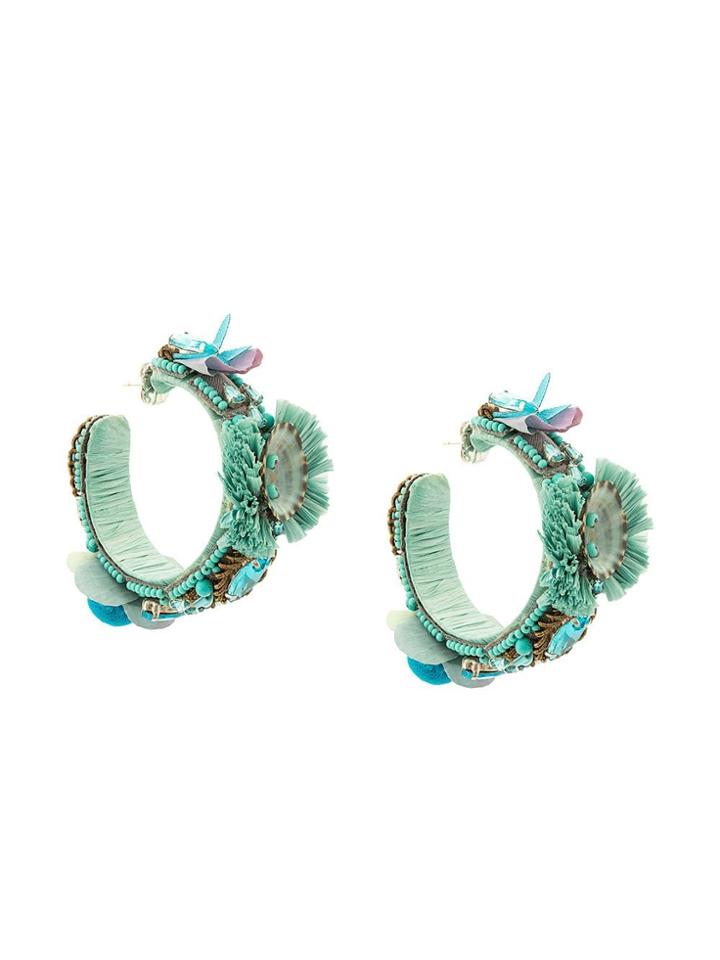 Ranjana Khan Embellished Hoop Earrings - Blue