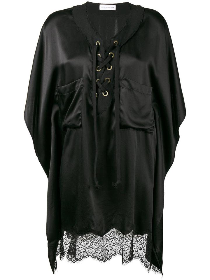 Faith Connexion - Asymmetric Lace Shirt - Women - Silk/polyamide - S, Black, Silk/polyamide