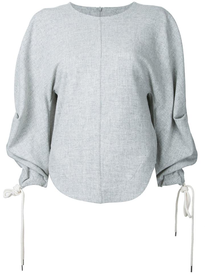 Bassike - Curved Hem Longsleeve Top - Women - Elastodiene/polyamide/wool - 10, Grey, Elastodiene/polyamide/wool