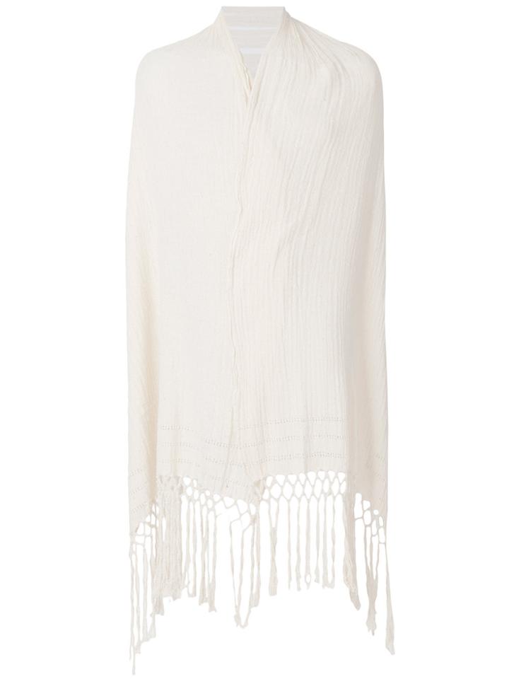 Caravana Fringed And Shredded Shawl - Nude & Neutrals