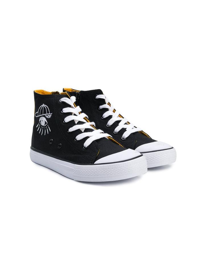 Kenzo Kids High-top Canvas Sneakers - Black