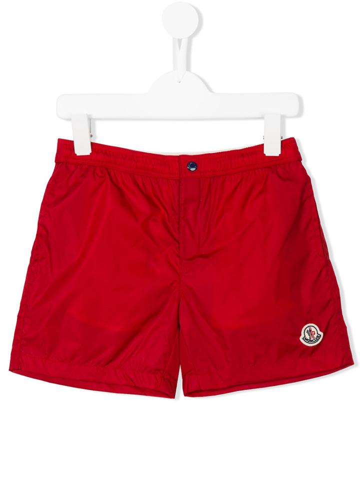 Moncler Kids Embroidered Logo Swim Shorts, Boy's, Size: 8 Yrs, Red