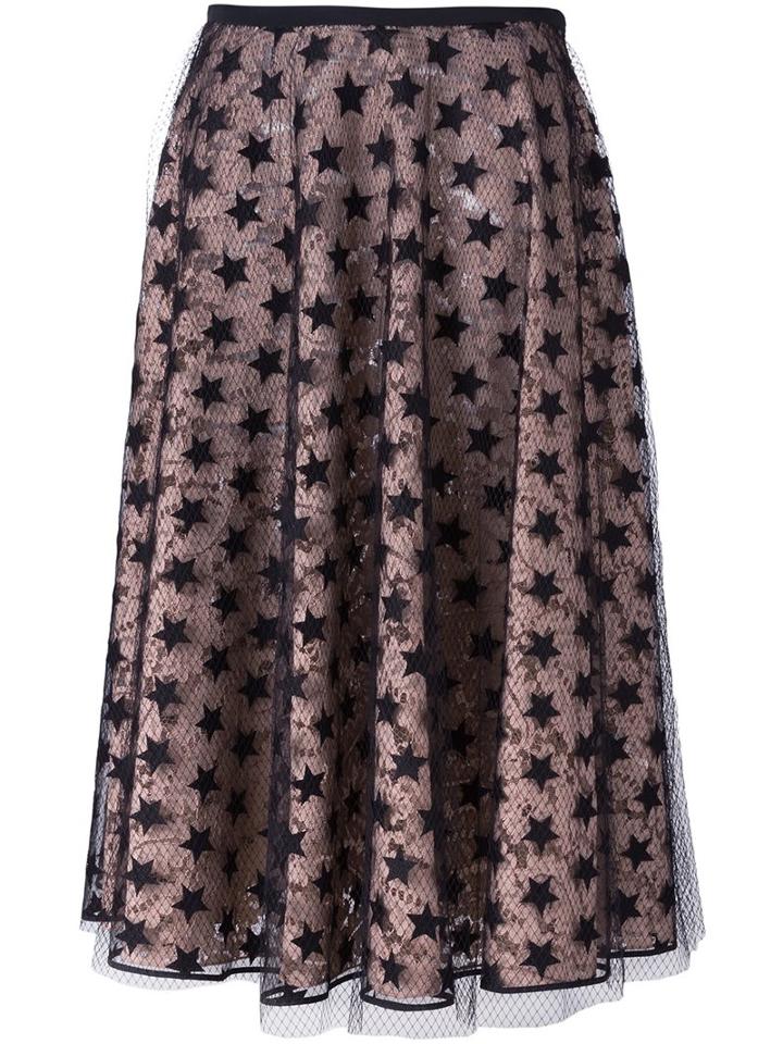 No21 'layered Star And Lace' Skirt, Women's, Size: 38, Black, Silk/cotton/polyamide/viscose