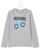 Moschino Kids Mitten Print Logo Top - Grey