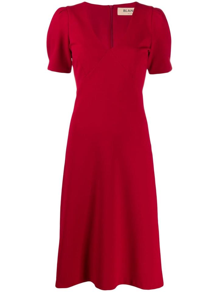 Blanca V-neck Midi Dress - Red
