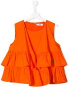 Msgm Kids Tiered Ruffled Top - Orange
