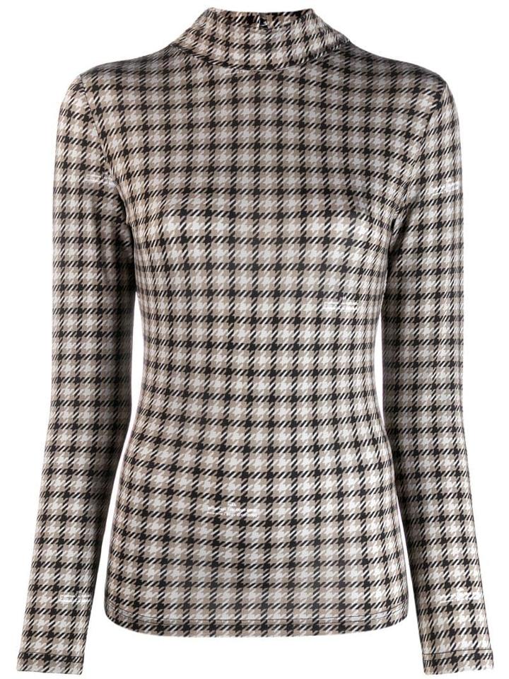 Rokh Check Print Top - Brown