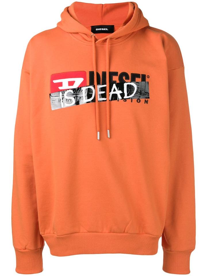Diesel Logo Slogan Hoodie - Orange