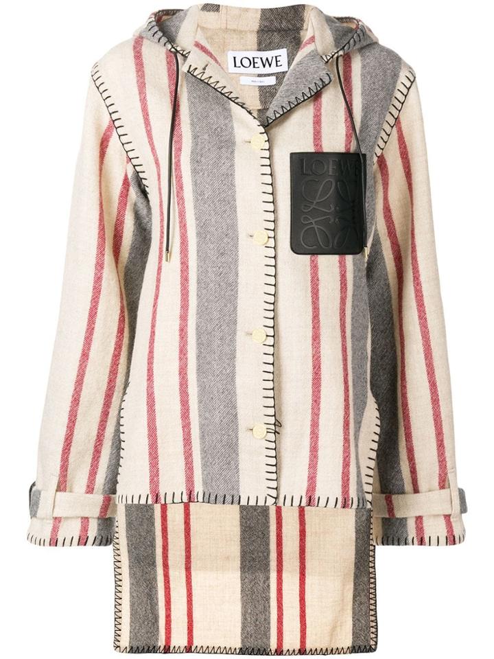 Loewe Striped Hooded Jacket - Nude & Neutrals