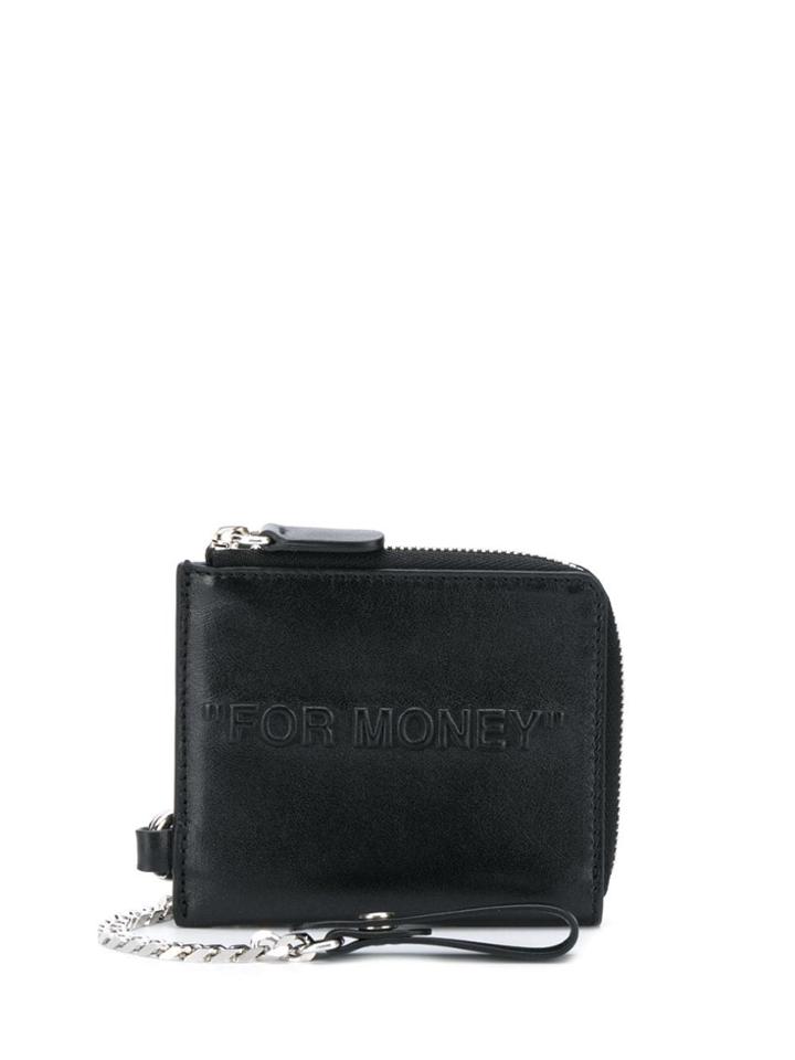 Off-white Bold Quote Chain Wallet - Black