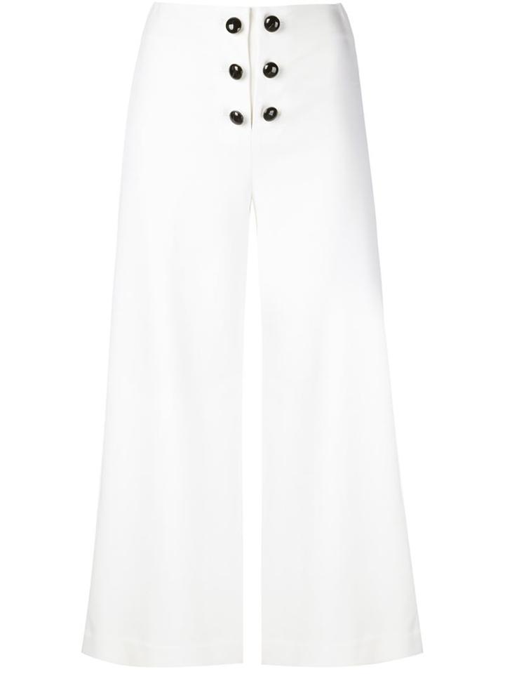 Proenza Schouler Button Detail Culottes, Women's, Size: 4, White, Spandex/elastane/wool