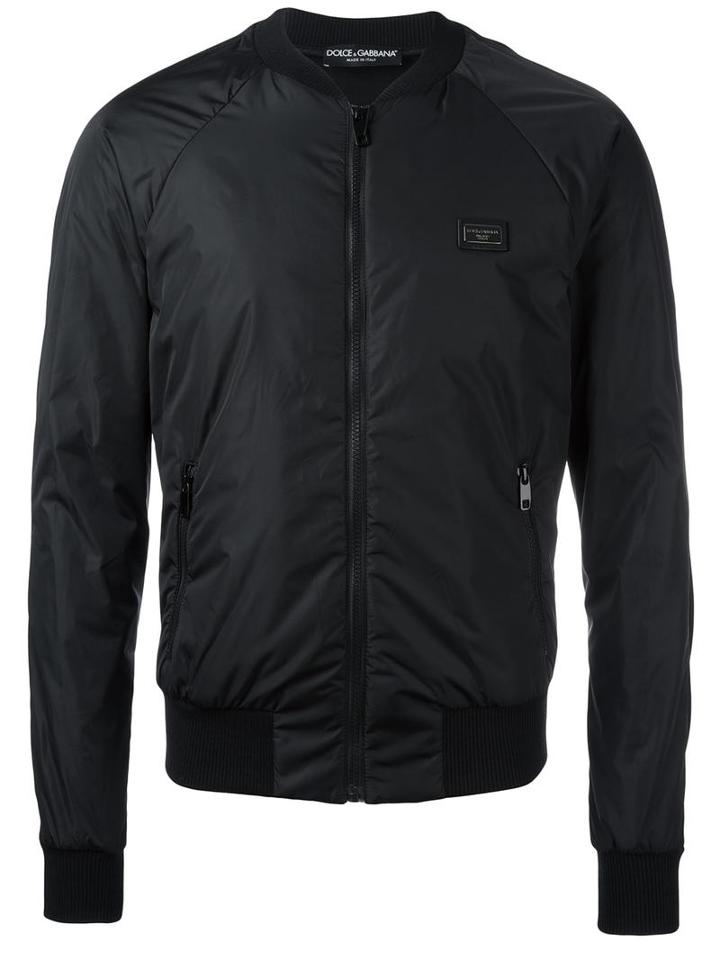 Dolce & Gabbana Panelled Bomber Jacket, Men's, Size: 54, Black, Acrylic/polyamide/wool
