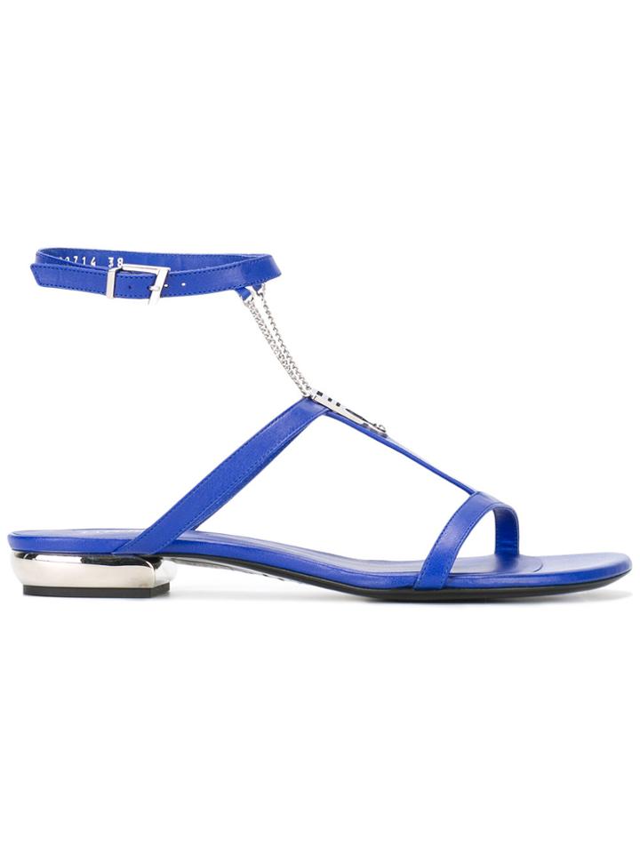 La Perla Flat Sandals With Chain - Blue