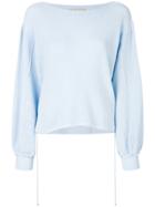 Maison Flaneur Waffle Balloon Sleeve Sweater - White