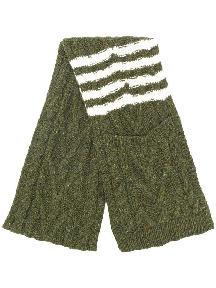 Thom Browne 4-bar Aran Cable Scarf - Green