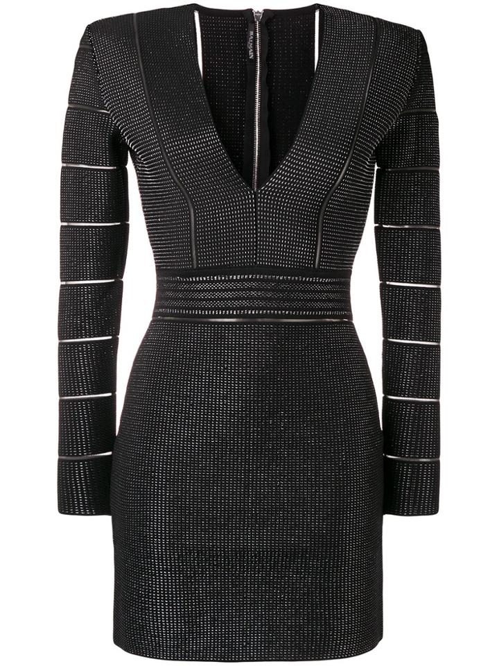 Balmain Long Sleeved Fitted Dress - Black