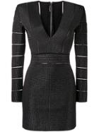Balmain Long Sleeved Fitted Dress - Black