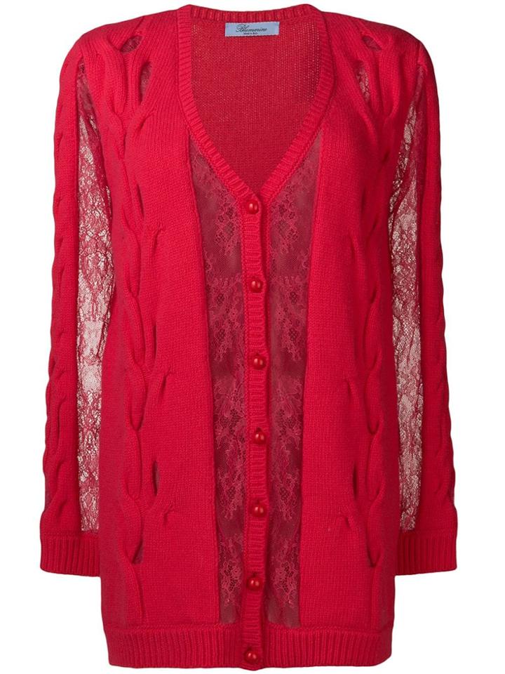 Blumarine Lace Detail Cardigan - Red