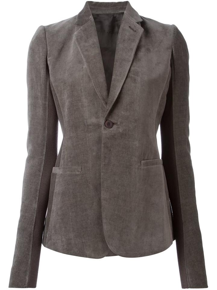 Rick Owens One Button Blazer, Women's, Size: 46, Grey, Cotton/linen/flax/virgin Wool