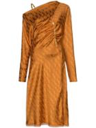Versace Off-shoulder Jacquard Midi Dress - Orange