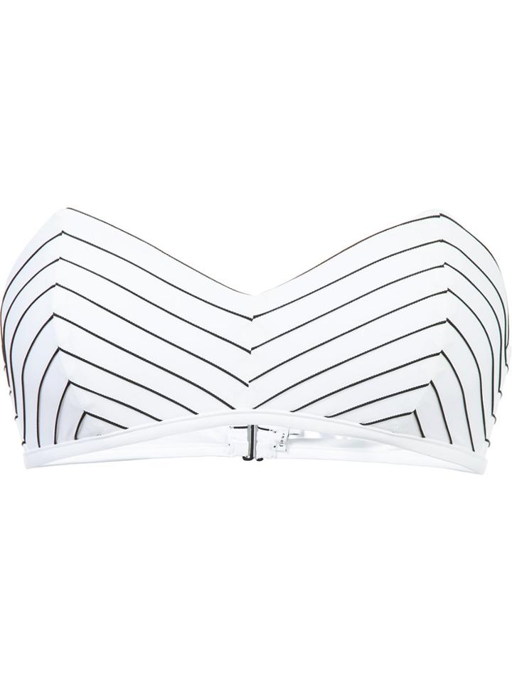 Fleur Du Mal Pinstripe Bandeau Bikini Top - White