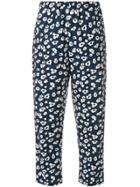 Marni Cropped Floral Print Trousers - Blue