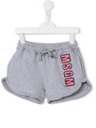 Msgm Kids Logo Patch Shorts, Girl's, Size: 10 Yrs, Grey