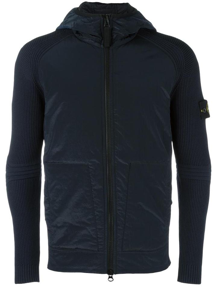 Stone Island Ribbed Sleeve Padded Jacket, Men's, Size: Xl, Blue, Polyamide/polyester