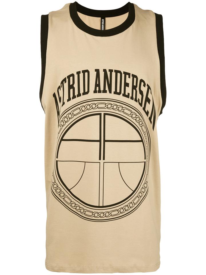 Astrid Andersen - Logo Print Sleeveless T-shirt - Men - Cotton/spandex/elastane - M, Nude/neutrals, Cotton/spandex/elastane