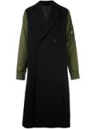 D.gnak Layered Long Bomber Coat, Men's, Size: 48, Black, Nylon/wool