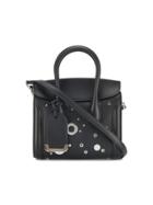 Alexander Mcqueen Mini Black Eyelet Embellished Heroine Tote