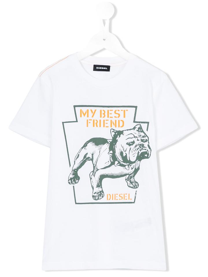 Diesel Kids - Tripik T-shirt - Kids - Cotton - 8 Yrs, Boy's, White