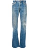 Re/done Ripped Trim Straight-leg Jeans - Blue