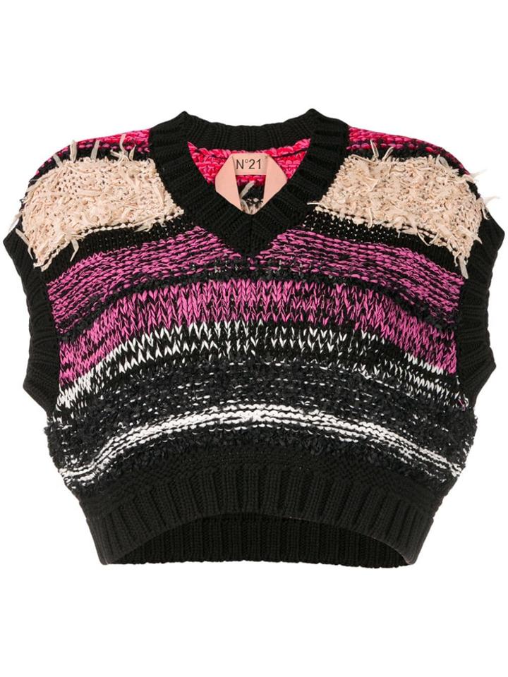No21 Cropped Chunky Knitted Top - Black