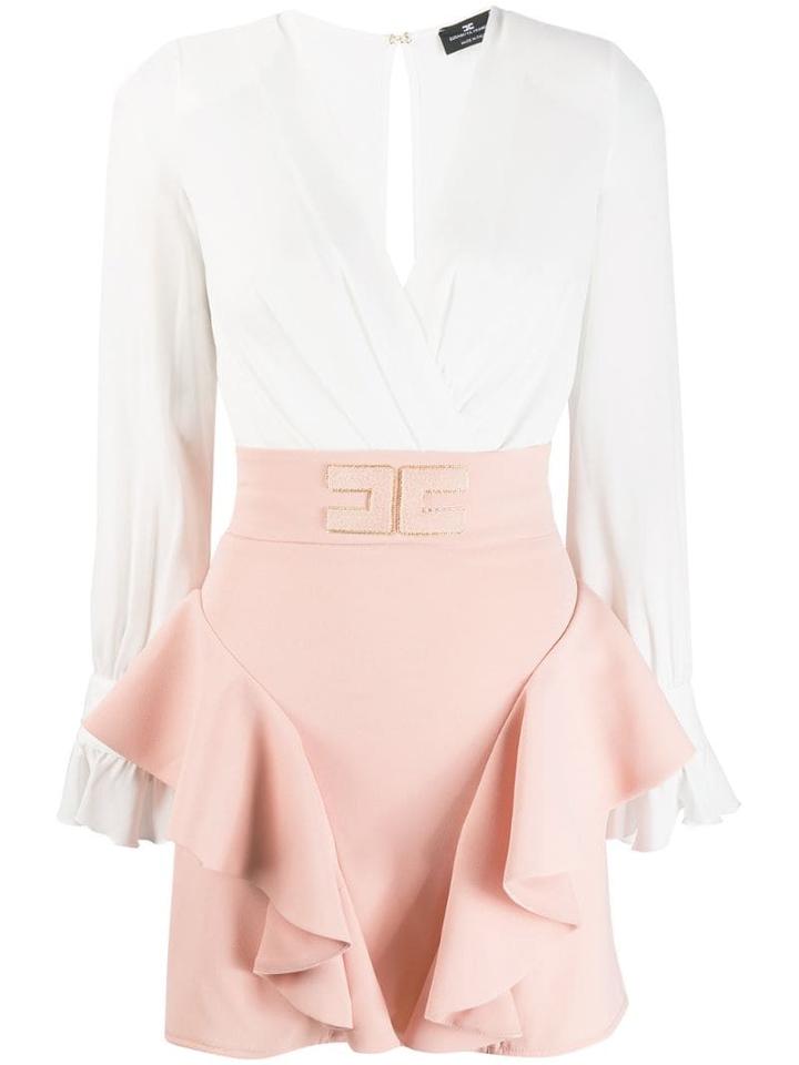 Elisabetta Franchi Two Tone Ruffled Dress - Pink